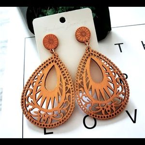 Wooden Bohemian Boho Dangle Design Earrings